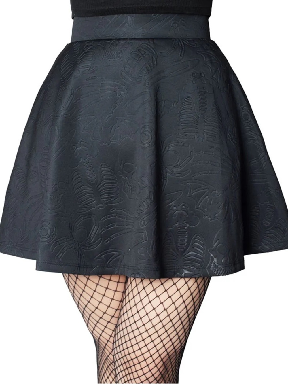 Death repeat embossed skater skirt KREEPSVILLE